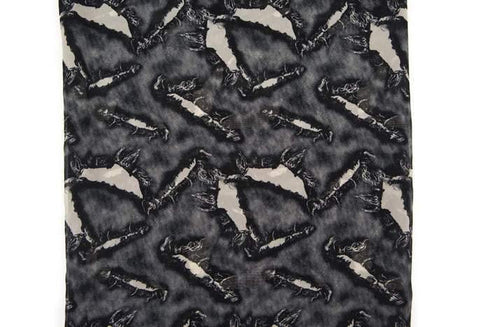 Black and Warm Stone Ripped Hole Print Chiffon Fabric Semi Sheer 1 yard and 13 inches